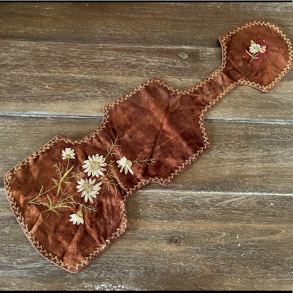 Antique Embroidered Violin Blanket